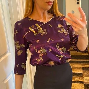 Cheongsam traditional Asian purple top Small